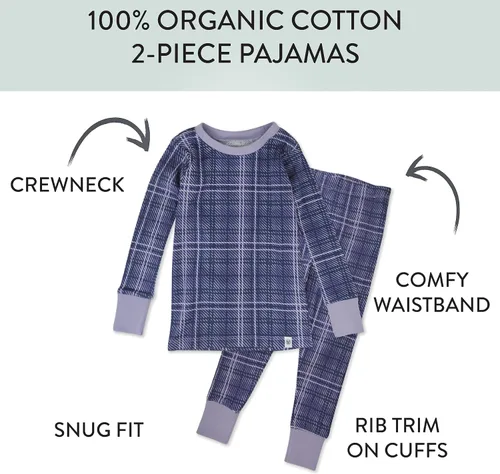 Vista 3 de HonestBaby Multipack 2-Piece Pajamas Sleepwear Pjs 100% Organic Cotton for Infant Baby and Toddler Girls