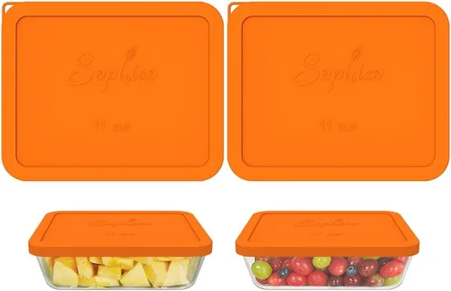 Vista 9 de SOPHICO 7212-PC - Tapas rectangulares de silicona para vidrio Pyrex (11 tazas) Silicona de grado alimenticio, a prueba de fugas, tapas herméticas