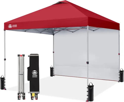Vista 31 de CROWN SHADES Toldo desplegable de 8 x 8 con 1 pared lateral, tienda de campaña para playa, beige