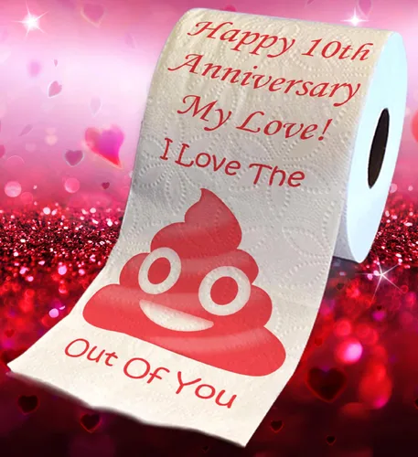 Vista 2 de Impreso TP Happy 10th Anniversary My Love - Regalo divertido para marido, esposa, novio, novia, broma linda broma de broma para parejas