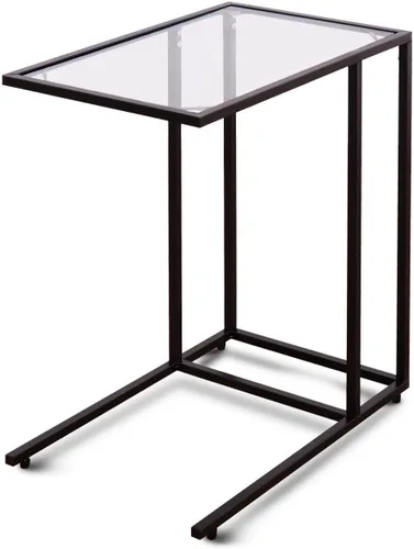 Vista 4 de Mesa auxiliar rectangular inclinable con parte superior de cristal, mesa auxiliar de sofá, mesa auxiliar de café para soporte de laptop, sala