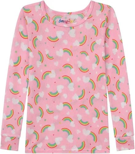 Vista 2 de BTween Pijama de 4 piezas para niñas, pijama de manga larga teñida con lazo para niñas