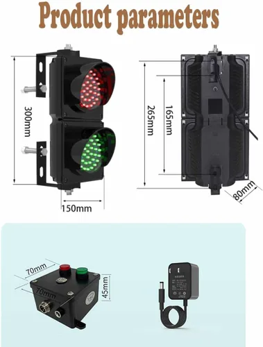 Vista 7 de Semáforo LED industrial, 2 luces de tráfico de muelle de carga rojo/verde, luz de parada/marcha industrial de 4 pulgadas, con control