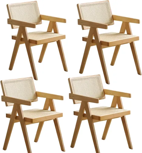 Vista 13 de Armless Side Chairs Single Leisure Chair Set, Upholstered Boucle Dining Chairs, Vanity Chair with Curved Backrest and Solid Wood Legs, for Kitchen