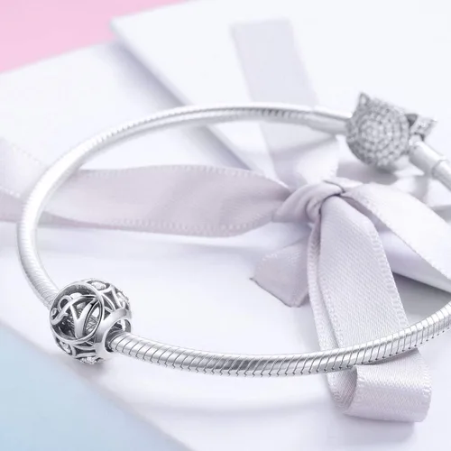 Vista 3 de Plata de ley 925 con piedras cúbicas, opciones completas de regalo de la A Z, cuentas de letras del alfabeto para pulseras europeas Pandora
