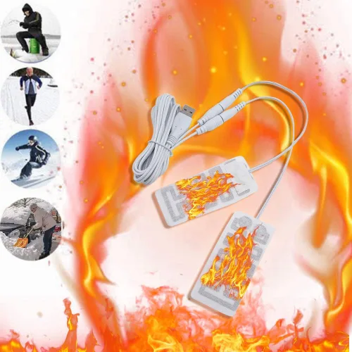 Vista 5 de Almohadilla calentadora de guantes eléctricos, almohadilla térmica portátil, almohadilla térmica recargable por USB, forro de guantes de fibra