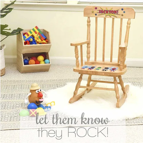Vista 9 de My Bambino Mecedora de madera personalizada para niños, mecedora para niñas, mecedora de madera blanca Silla para niños pequeños con nombre