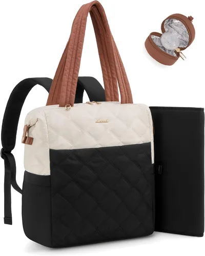 Vista 7 de LOVEVOOK Mochila para pañales, bolsa de pañales para mamá y papá con cambiador, bolsillos aislados, mochila ligera convertible para mamá con funda
