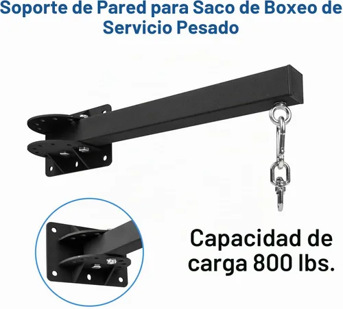 Vista 7 de Soporte de pared para saco de boxeo pesado, soporte de bolsa de boxeo resistente, soporte de montaje para saco de boxeo giratorio de 360 grados