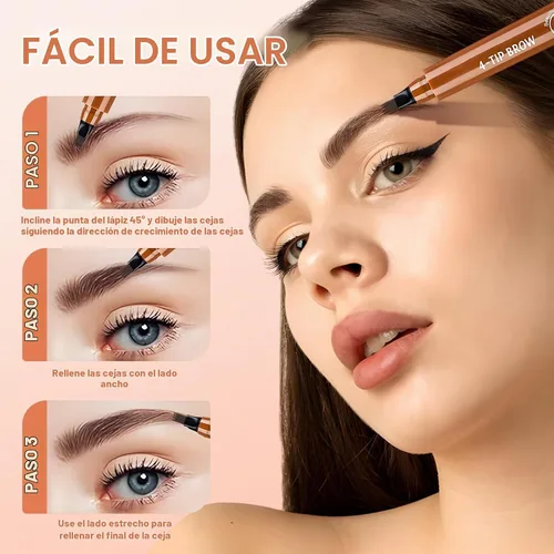 Vista 3 de Plumas de cejas para microblading para mujeres, lápiz de cejas impermeable 3D actualizado 2025, lápiz de cejas de larga duración con 4 puntas tipo