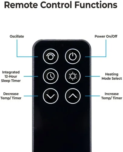 Vista 8 de Comfort Zone - Calentador de torre digital oscilante con control remoto para uso en interiores, termostato ajustable, temporizador, protección