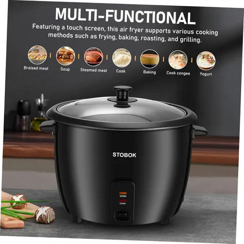 Vista 8 de Lurrose Arrocera eléctrica con tapa transparente, olla portátil para estofado doméstico para sopa de gachas de arroz, sopa y vaporera, enchufe