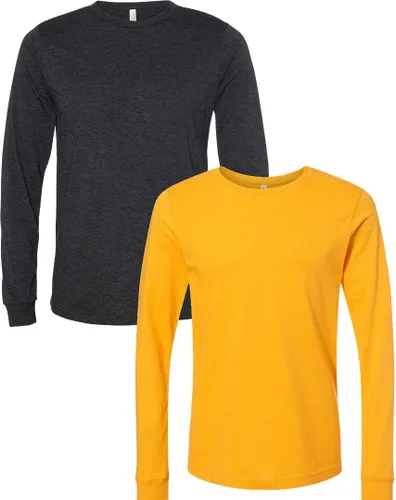Vista 187 de Canvas Filmore 3501 - Camiseta de 4.2 onzas para hombre manga larga (1) Ceniza + (1) Jaspeado atlético