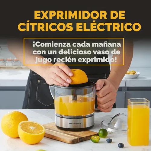 Vista 7 de Elite Gourmet Exprimidor lento compacto de masticación, extractor de jugo de prensa en frío, sin BPA, con exprimidor eléctrico de cítricos, control