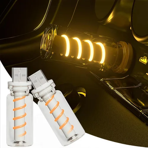Vista 11 de Luz nocturna USB para automóvil, lámpara de filamento LED retro regulable táctil, mini luz ambiental USB para interior de vehículo, dormitorio