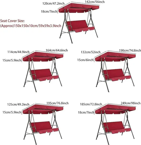 Vista 4 de KYOFIS Toldo de columpio para porche, cubierta de repuesto para toldo de columpio, impermeable, resistente al viento, anti-UV, resistente, tela