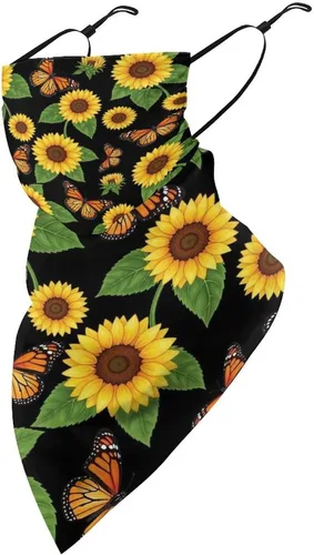 Vista 14 de Bufanda de protección solar UV, bufanda triangular reutilizable con lazo para las orejas