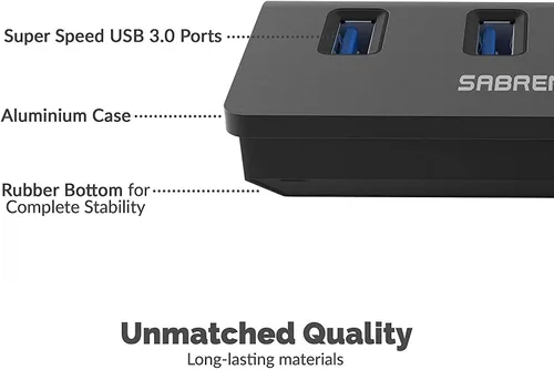 Vista 7 de SABRENT Concentrador de datos portátil de aluminio de 4 puertos USB 3.0 con cable USB 3.0 de 2.5 pies para iMac, MacBook, MacBook Pro, MacBook Air