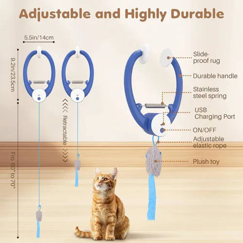 Vista 7 de Juguete interactivo para gatos de interior, inteligente USB recargable en la puerta, juguetes retráctiles automáticos para gatitos, teaser