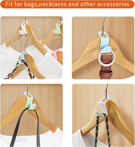 Vista 5 de SLMT Ganchos extensores para colgar ahorros de espacio, 50 unidades, ganchos para colgar ropa, organizador de armario para perchas de plástico