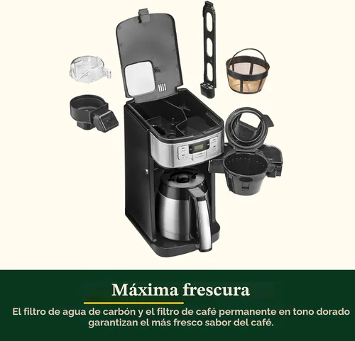 Vista 5 de Cafetera automática de molienda y preparación Cuisinart de 10 tazas con molinillo de cuchillas, máquina de café programable con jarra de vidrio