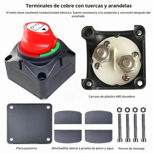 Vista 2 de Interruptor maestro de desconexión de batería, 12 V-48 V, impermeable, interruptor de apagado de encendido y apagado, 275 amperios de alta corriente