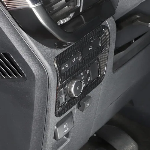 Vista 5 de Jimen Para 2021+ F150 Panel de control del panel de control del marco de la cubierta compatible con Ford F150 2021-2023 (grano de fibra de carbono)