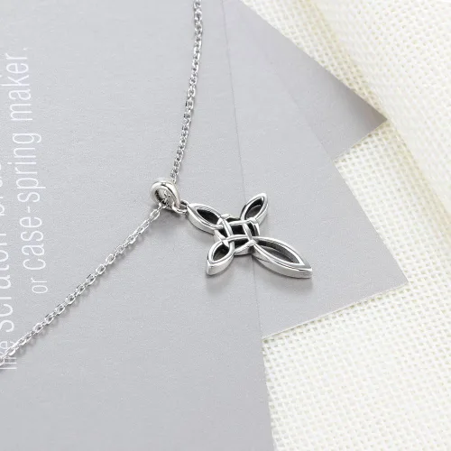 Vista 5 de Collar con colgante de nudo celta de plata de ley 925, joyería de moda para mujer, cadena Rolo de 18 pulgadas