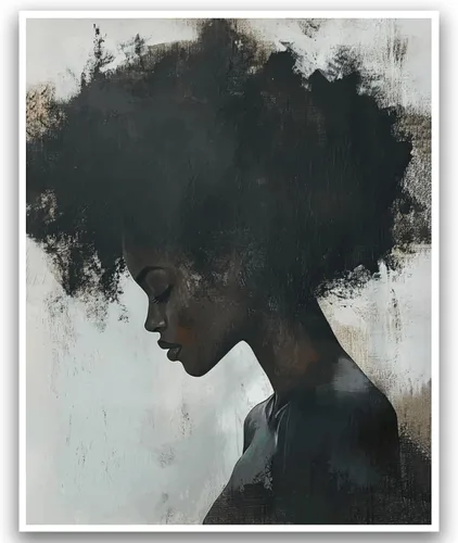 Vista 18 de Arte de pared de mujer negra, arte de pared de niña negra, póster moderno de pintura al óleo, retrato femenino vintage, afroestadounidense, sexy