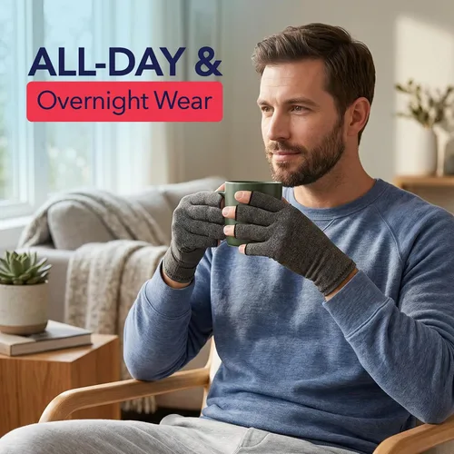 Vista 9 de Doctor Developed Compression Gloves for Women and Men, Open-Finger Arthritis Gloves, Typing Gloves, Arthritis & Carpal Tunnel