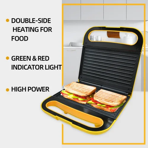 Vista 2 de Parrilla eléctrica para interiores Panini Press Maker con placas antiadherentes