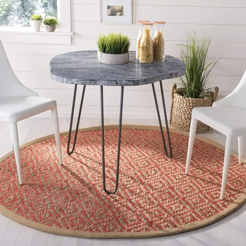 Vista 32 de SAFAVIEH Natural Fiber Collection - Alfombra decorativa, 2.3 x 4 pies, azul tropical y natural, yute bohemio con borlas de diamante, hecho a mano