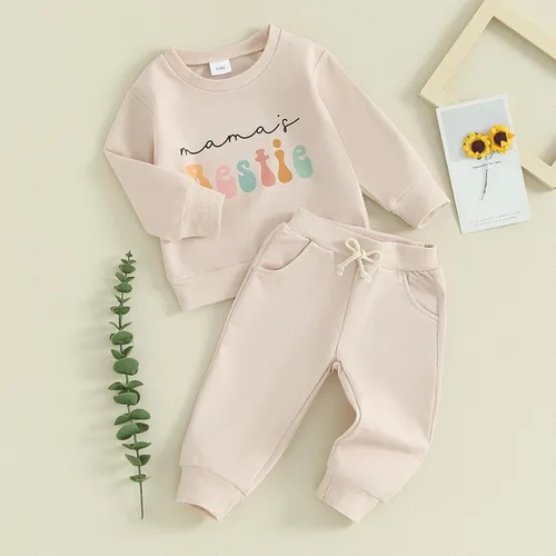 Vista 6 de CREAIRY Conjunto de 2 piezas de sudadera de manga larga para bebé y niña, 2 piezas, ropa de primavera y otoño