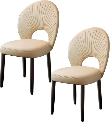 Vista 28 de JKGHK Dining Chairs, Leather Kitchen Chairs, Upholstered Armless Dining Room Chair, Accent Living Room Side Chair with High Backrest, for Cafe Black