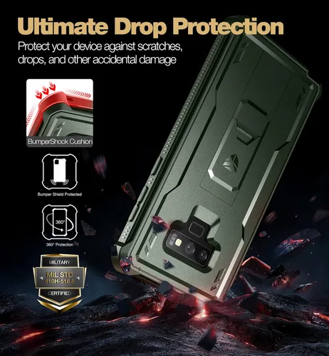 Vista 3 de Dexnor Funda de cuerpo completo para Samsung Galaxy Note 9/6.4 pulgadas, [protector de pantalla y soporte integrados] resistente protección de grado