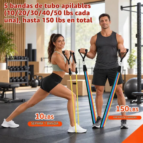 Vista 5 de WIKDAY Resistance Bands with Handles for Exercise,beginners Color de 150 libras