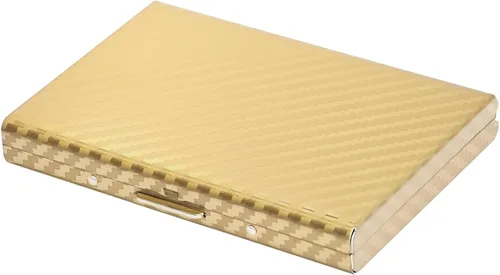 Vista 122 de BONSYL® Soporte para tarjetas de crédito, cartera delgada de metal con bloqueo RFID, con 6 ranuras para tarjetas, para mujeres y hombres.