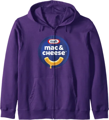 Vista 6 de Heinz Kraft Mac & Cheese Classic Macaroni Big Chest Logo Sudadera con capucha y cremallera, Negro