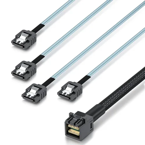 Vista 9 de ipolex Mini SAS SFF-8087 a 4xSATA Cable de conexión frontal interno, compatible con controladores RAID, HBA, servidores y sistemas