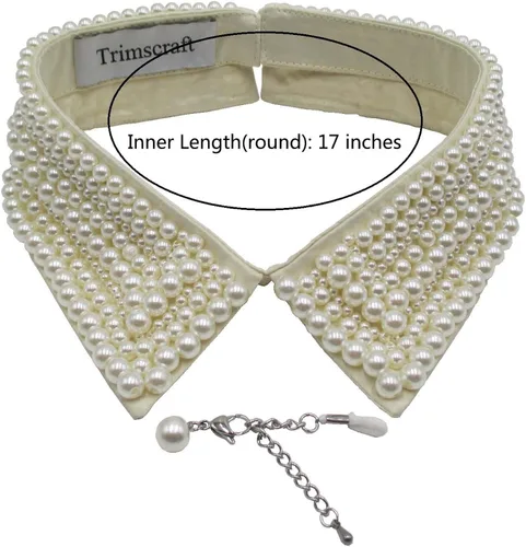 Vista 4 de Trimscraft Collar con cuentas de perlas de imitación gargantilla desmontable con cadena de extensión accesorio de ropa para mujer Perla Perla
