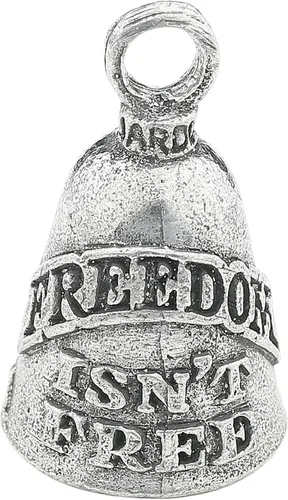 Vista 18 de Guardian Bell Campana patriótica de buena suerte con llavero y bolsa de regalo de terciopelo negro Campana de motocicleta Peltre sin plomo