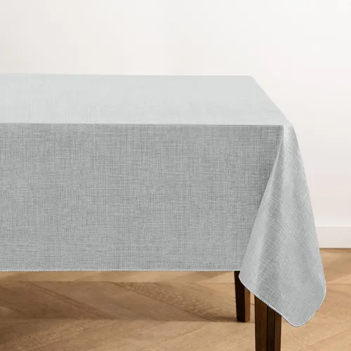 Vista 12 de Elrene Home Fashions - Mantel de vinilo con respaldo de franela inspirado en lino Monterey, resistente al agua y a las manchas, 52 pulgadas X 52 Azul