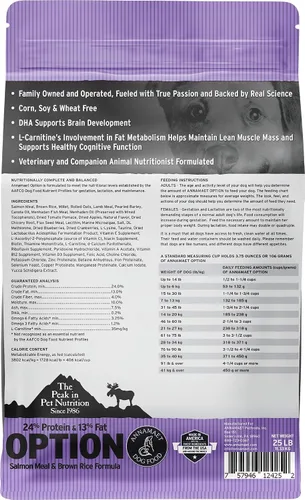 Vista 13 de Annamaet Original Option Formula - Alimento seco para perros, 24% de proteínas (salmón y arroz integral), bolsa de 40 libras