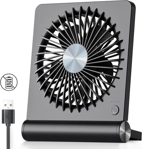 Vista 12 de Koonie - Ventilador de escritorio USB, viento fuerte, ultra silencioso, pequeño ventilador personal con inclinación plegable de 180° y 3 velocidades