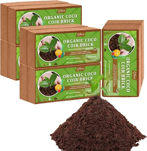 Vista 9 de Riare 2 piezas Ladrillos de Fibra de Coco Orgánica Bloques de Suelo - Ladrillo de Turba de Coco Comprimido 100% Natural Sustrato de Fibra de Coco