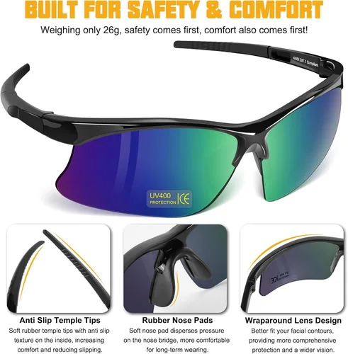 Vista 4 de OXG Safety Glasses with Adjustable Straps, ANSI Z87.1 Protective Eyewear, UV400 Anti-Scratch Work Glasses for Men Women