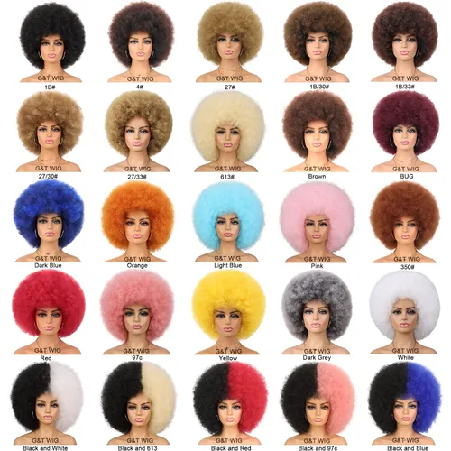Vista 7 de G&T Wig Pelucas afro cortas para mujeres negras, sin pegamento, peluca afro de los años 70, pelucas grandes con volumen y suaves de aspecto natural