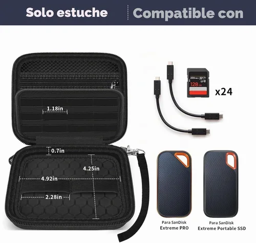 Vista 2 de PAIYULE Funda dual SSD para 2 SSD portátiles SanDisk Extreme y Extreme PRO Negro
