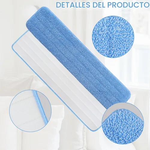 Vista 2 de Reemplazo de almohadillas de microfibra para cabezal de mopa comercial Rubbermaid de 24 pulgadas - Juego de 8 recambios de limpieza comercial húmeda