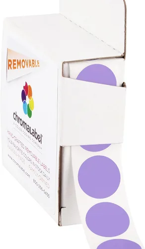 Vista 23 de ChromaLabel Puntos adhesivos extraíbles, 3/4 pulgadas amarillo, 1000/caja